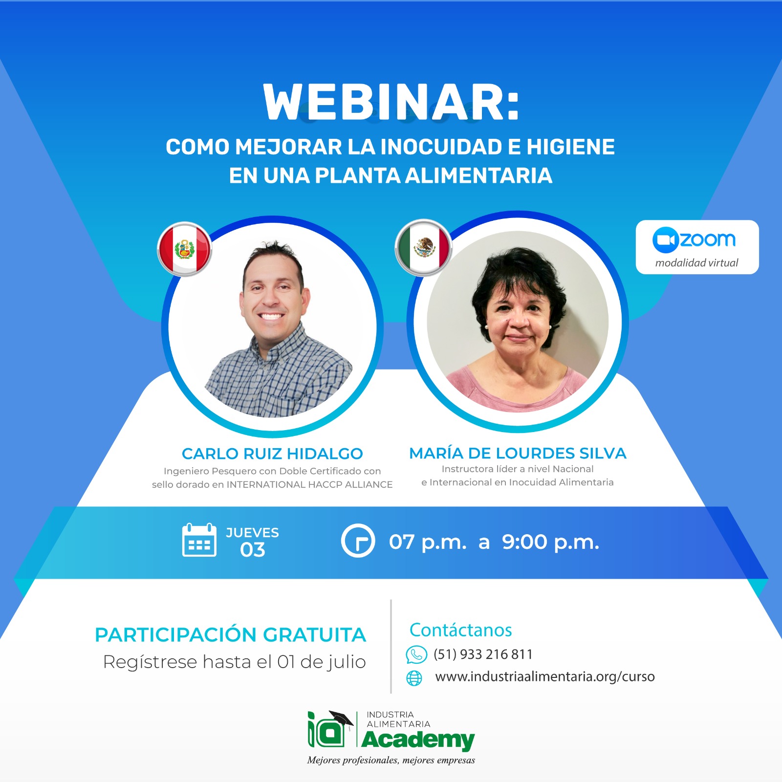 WEBINAR "COMO MEJORAR LA INOCUIDAD E HIGIENE EN UNA PLANTA ALIMENTARIA"